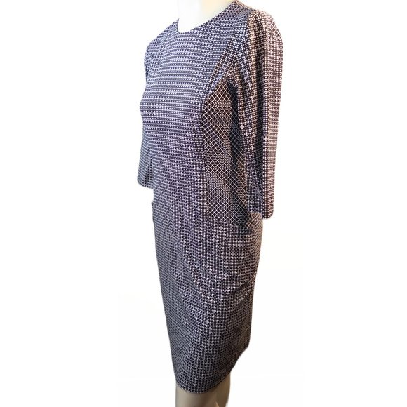 J Mclaughlin Size Medium Dress Black White Print Catalina Pockets Bodycon Casual - Picture 5 of 13